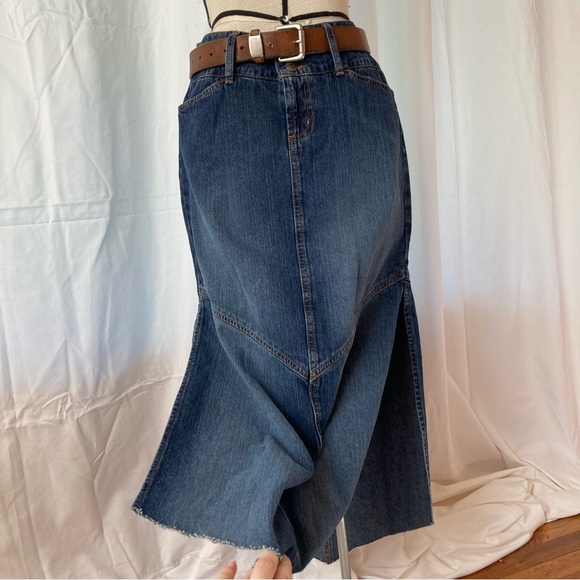 Paris Blues Vintage Denim Midi Skirt Side Slits - Picture 6 of 10